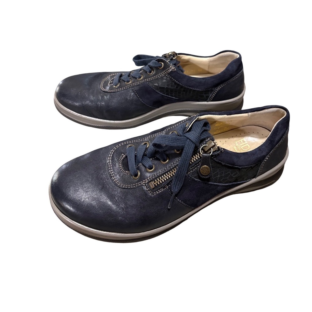 Fidelio Haley Hallux Sneakers Women 6.5 UK 9 US Navy Blue Leather Zip Up EUC - Picture 4 of 6